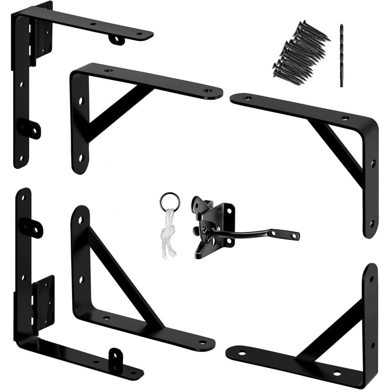 Ensemble de barrière anti-affaissement - Support d'angle de barrière - 90 degrés avec charnières de barrière Robuste pour les clôtures en bois - Support d'angle sans porte anti-affaissement pour portes, allée