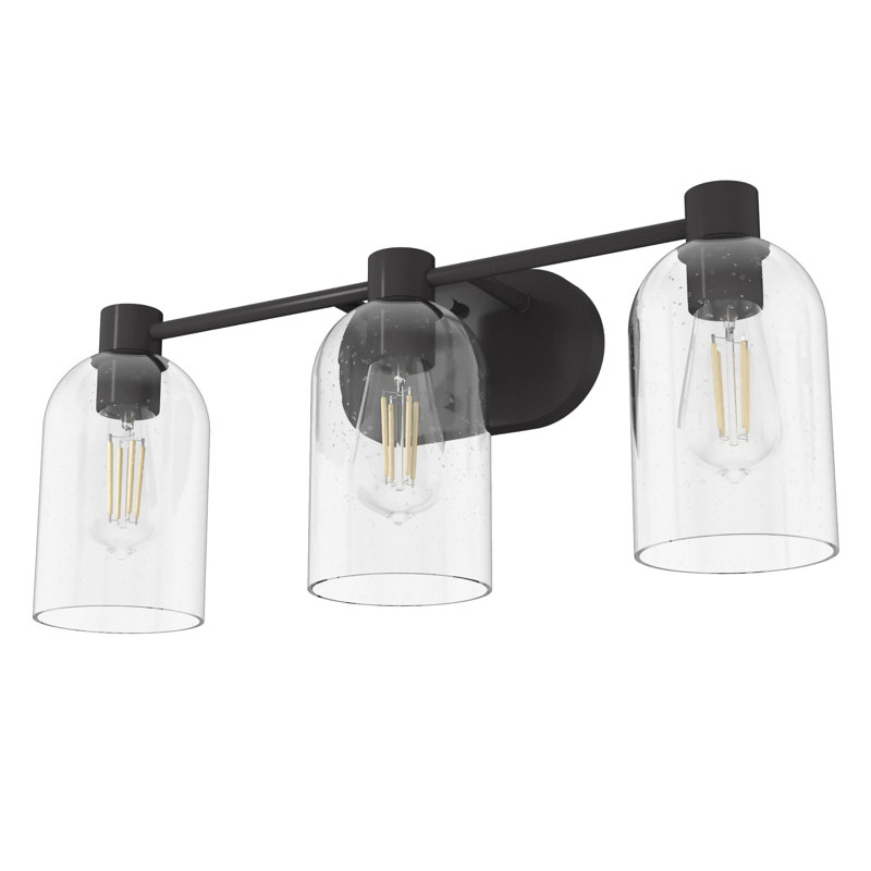 Hunter Lochemeade 3 Light Vanity Wall Light Fixture, Clear, Noble Bronze