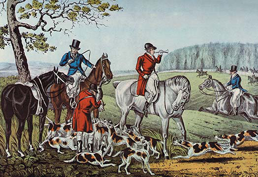 « fox hunt » par nathaniel curryfiés, reproduction d’art, H 28 po x l 42 po x P 1,5 po