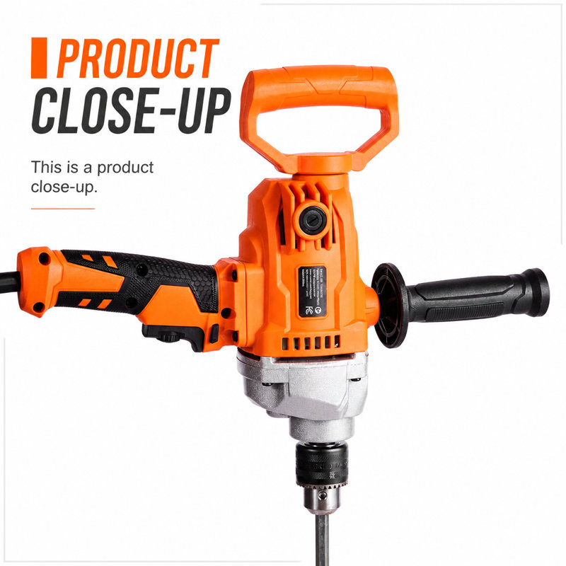 Ensemble de mélangeur à perceuse électrique à cordon avec mandrin de 1/2 pouce, 0-850 tr / min, poignée en D
