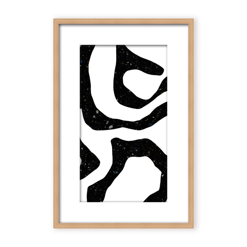 Abstract Black Gems by  - Picture Frame Painting on Paper, 48" H x 32" W x 1.125" D, Black, Framed Print