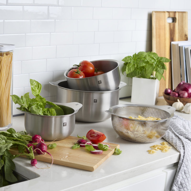 ZWILLING Prep 6-Pc Brushed Stainless Steels Nesting Bowls & Strainers Set