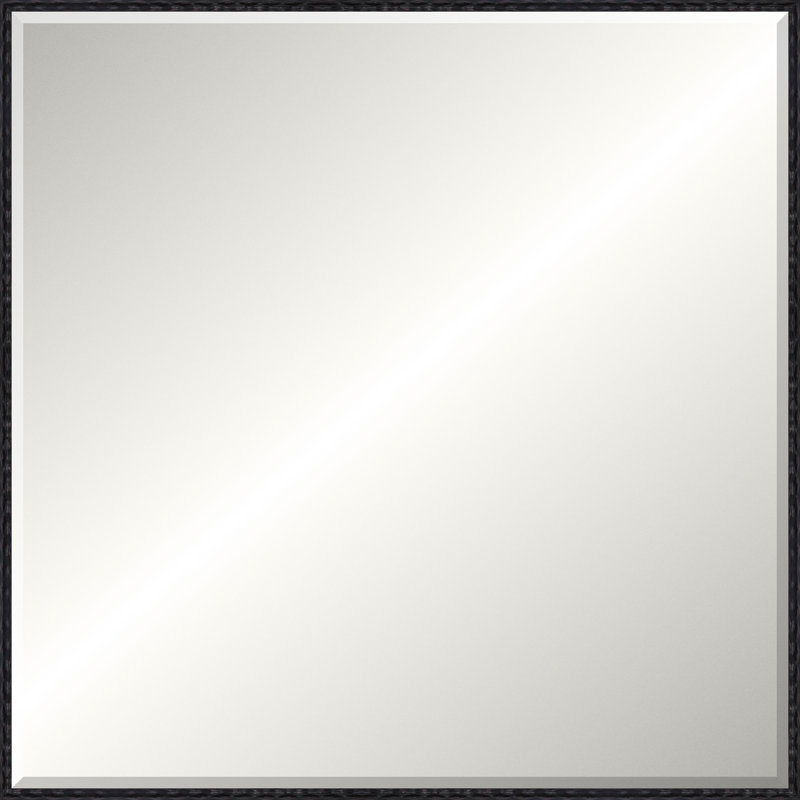 Antique Black Wave Signature Mirror, Large Square