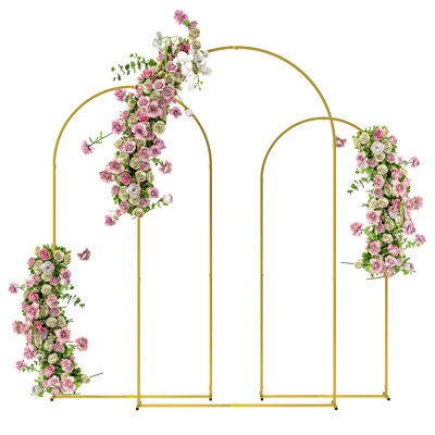 Metal Arch Backdrop Stand Set of 3, 7/6.5/6 ft Wedding Arch Frame, Balloon Backdrop Arch Stand Set for Birthday Party, Bridal Shower, Graduation, Ceremony, Banquet Decorations