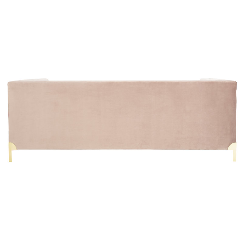 Paul Mauve Solid Fabric Sofa with Down Fill Cushions and Gold Legs