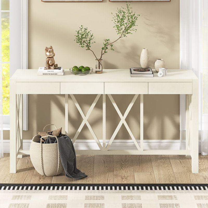 Console moderne 60,1 "avec 4 tiroirs, Beige