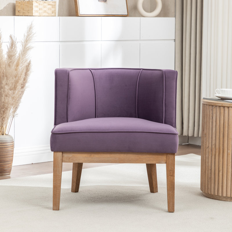 Fauteuil demi-tonneau Karoll, Velours mauve, 1