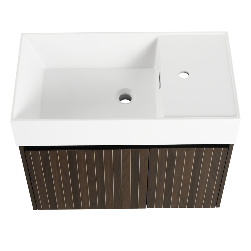 30 Inch Vanity With Sink, Soft Close Doors, Modern Style For Bathrooms Bathroom Cabinet, Resin Basin, Ample Storage Space