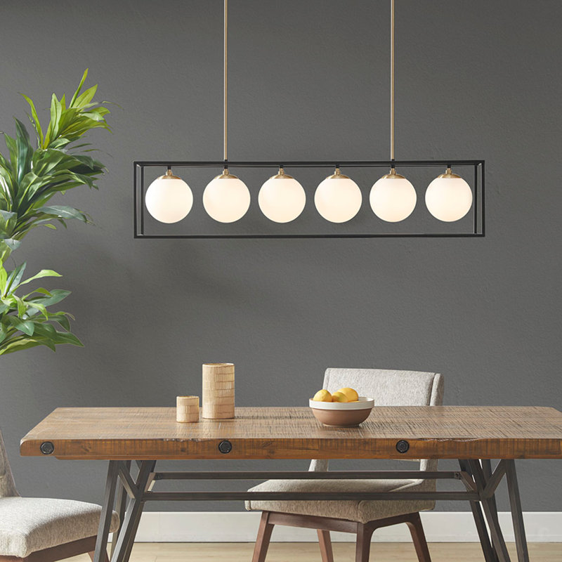 Lustre linéaire en verre givré 6 lumières