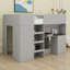 Lit mezzanine double avec bureau, structure de lit mezzanine double en bois avec garde-robe intégrée, tablettes de rangement et tiroirs-117531005
