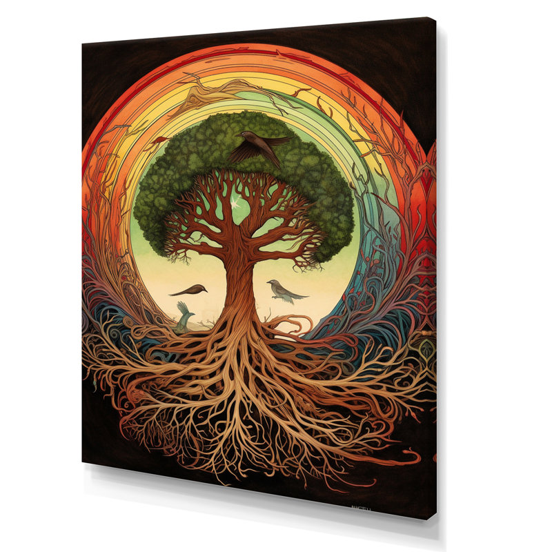 Arbre de vie, illustration rétro sur toile, H 20 po x l 12 po x P 1 po, Toile tendue