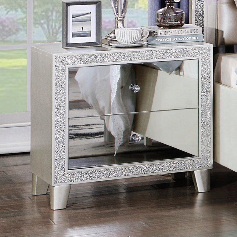 Table de chevet simple pour chambre avec 2 tiroirs