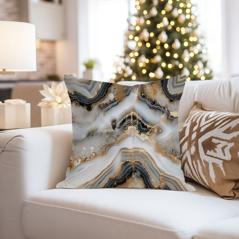 Abstract Gray Marble Geode Pattern I Modern, 20"H x 20"W