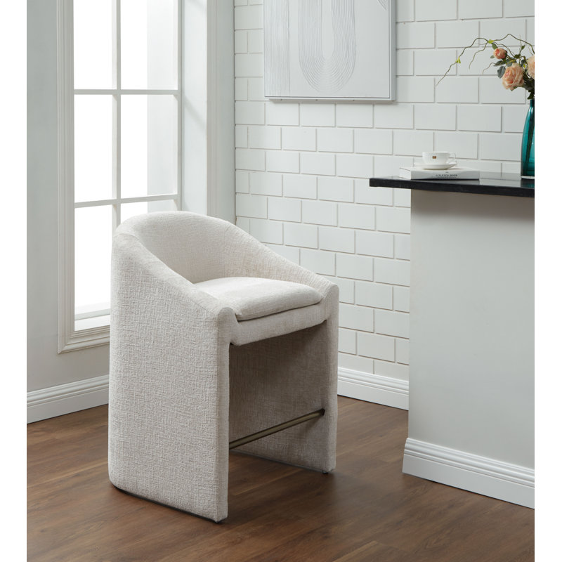 Kagan Chenille Counter Stool, Counter Stool (26.8" Seat Height), Cream