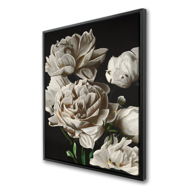 Beige Peonies - Framed Canvas for Elegant Home Decor