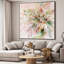 Très grande reproduction d'art sur tissu - Colibri et explosion florale pastel, œuvre d'art décorative pour le salon ou la chambre à coucher - «Assemblage requis du cadre (cadre non fini)»-105075887