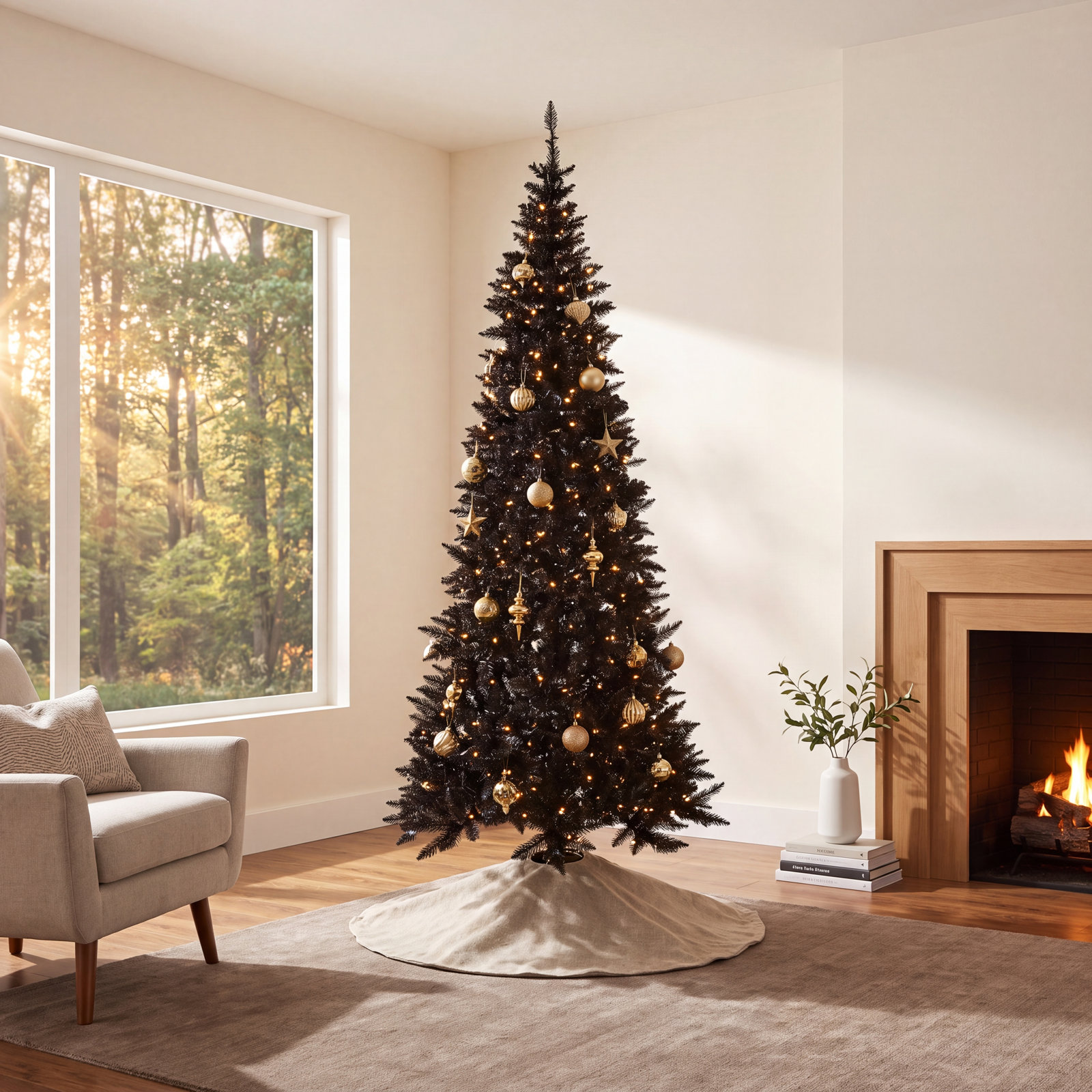 Slaytonville Slim Pre-Lit Fir Christmas Tree, 6.5' H, Pre-Lit