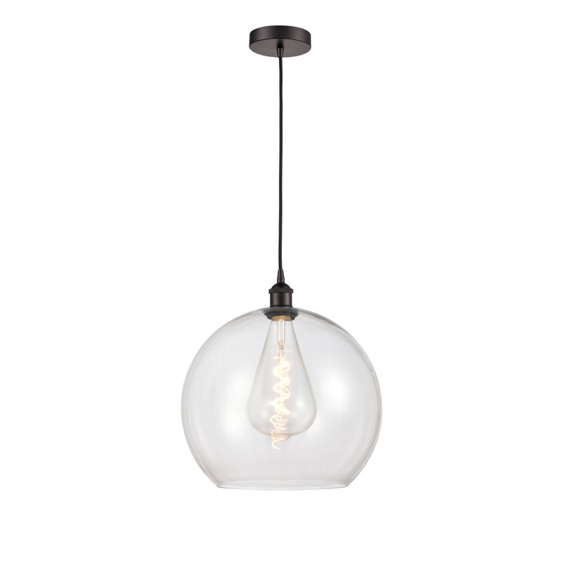 Luminaire suspendu simple à 1 lumière Ralph, H 17,38 po x l 13,75 po x P 13,75 po, Transparent, Bronze huilé