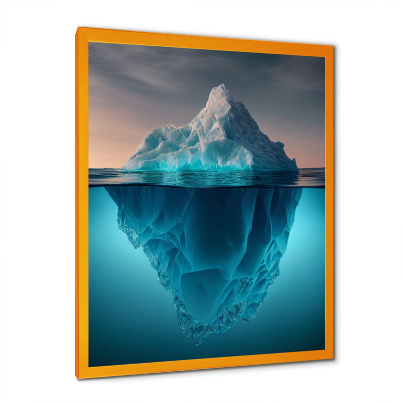 «Iceberg Half Under Water Surface III», reproduction sur toile, H 40 po x l 30 po x P 1,5 po, Encadrement doré