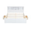 Lit plateforme très grand en bois avec tête de lit multi-rangement, USB et tiroirs, blanc