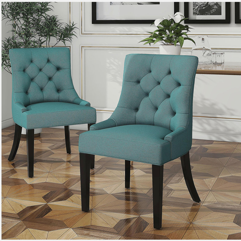 Chaises de salle à manger modernes sans accoudoirs avec un design incrusté, convenant aux salons, salles à manger, cuisines, ensemble 2 pièces