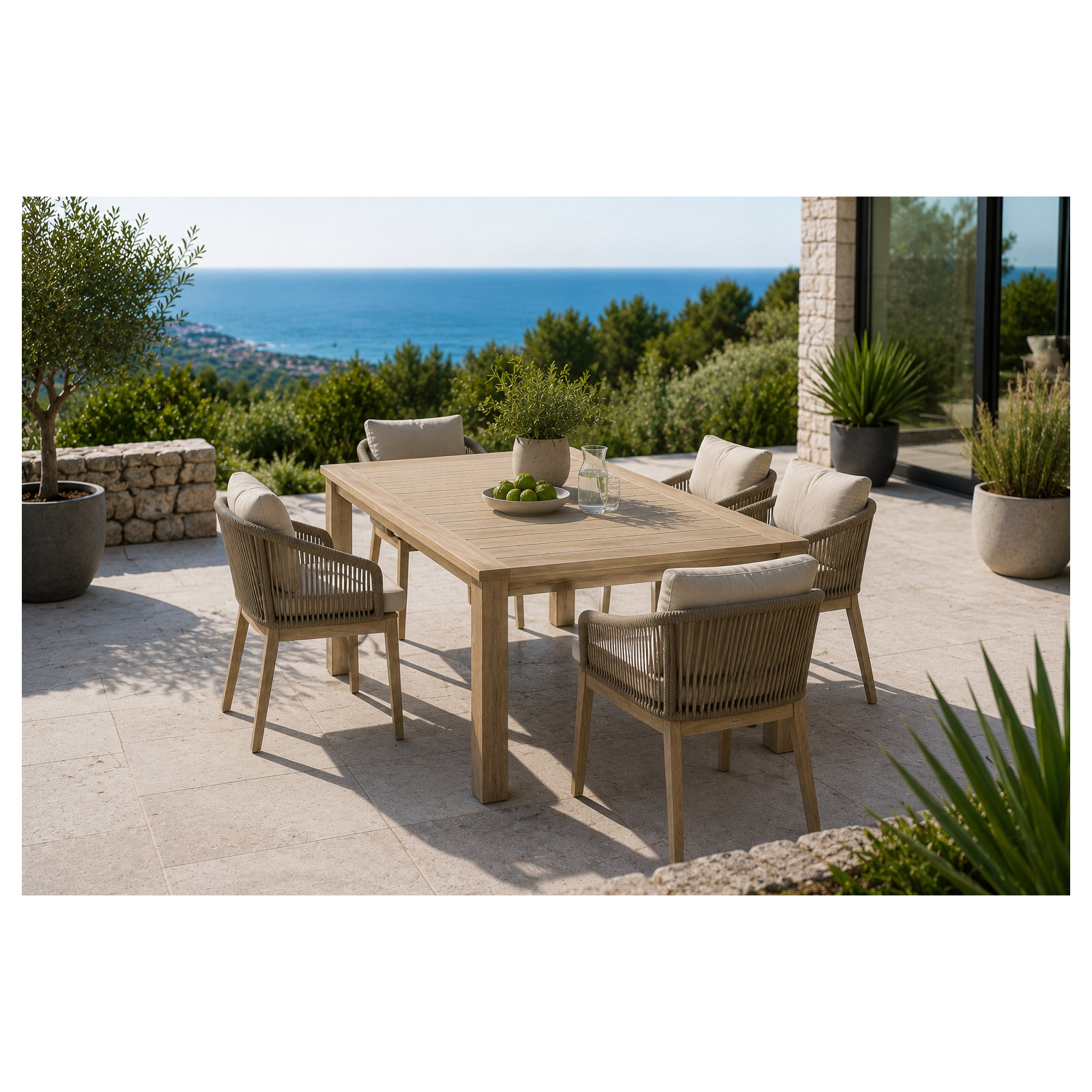 Joly Outdoor Dining Table, 30" H x 71" W x 35" D, Teak