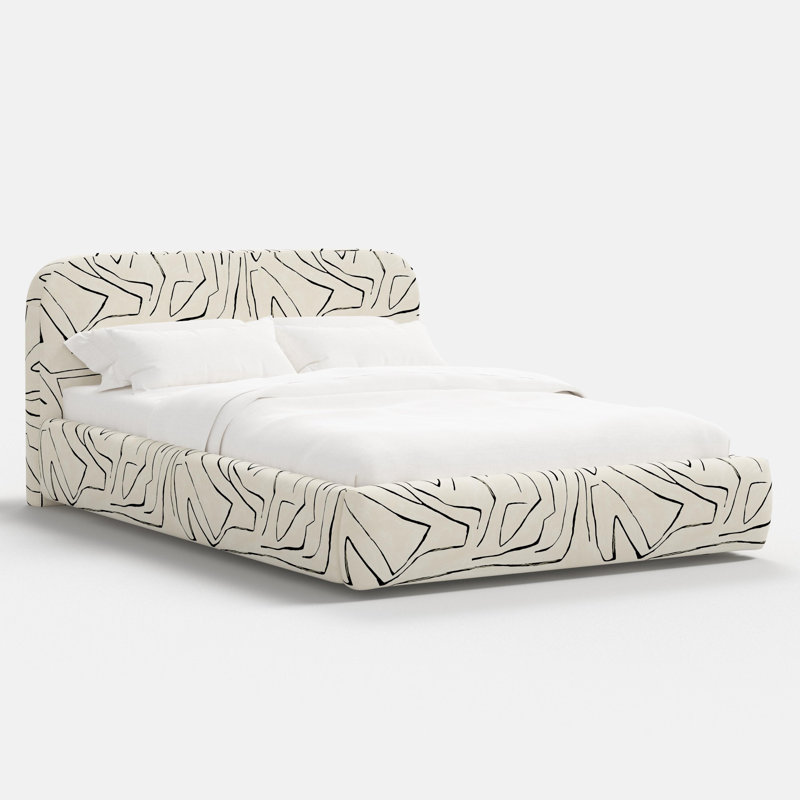 Daphne Platform Bed, California King, Graffito Linen Onyx