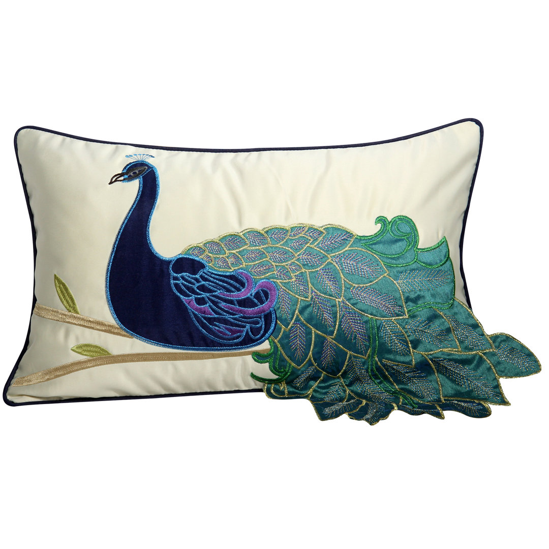  High Quality Peacock Lumbar Pillow Cover moonfairyco 