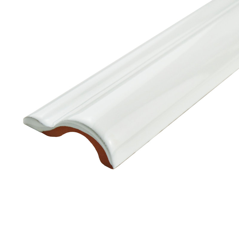 Santorini 7.9" x 2" Ceramic Chair Rail Tile Trim in Blanco