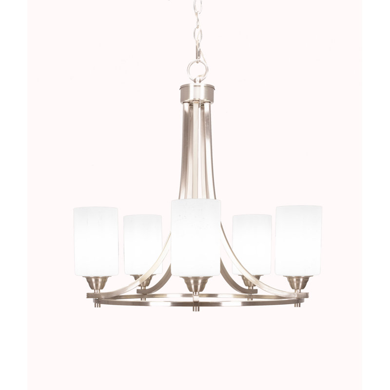 Paramount 5 Light Uplight Chandelier, White Muslin