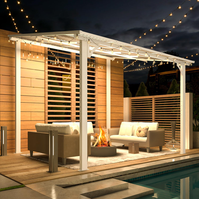 Mandalc Pergola with Canopy, 304.8cm x 243.84cm, White