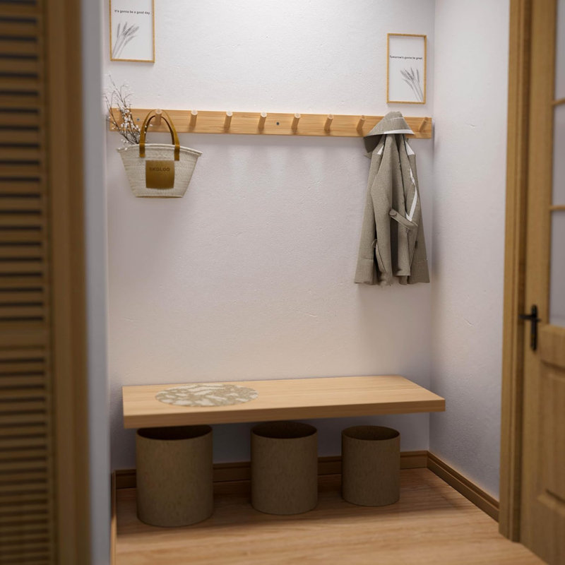 Wooden Coat Rack Wall Mounted, Yellow