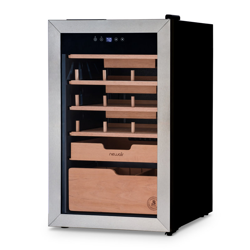 Stainless Steel and Cedar 500 Count Electric Humidor with Humidifier