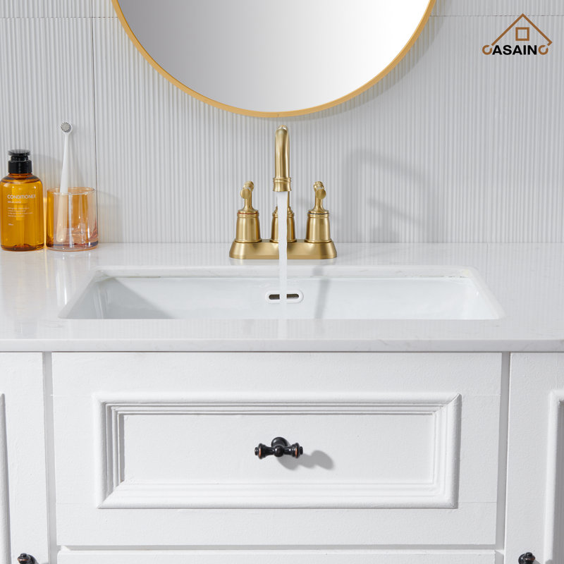 1.2 GPM Centerset Bathroom Faucet with Drain Assembly, Brushed Gold