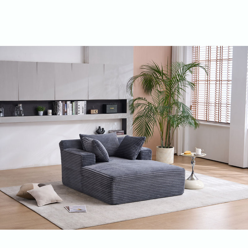 Chaise longue surdimensionnée, Velours côtelé gris