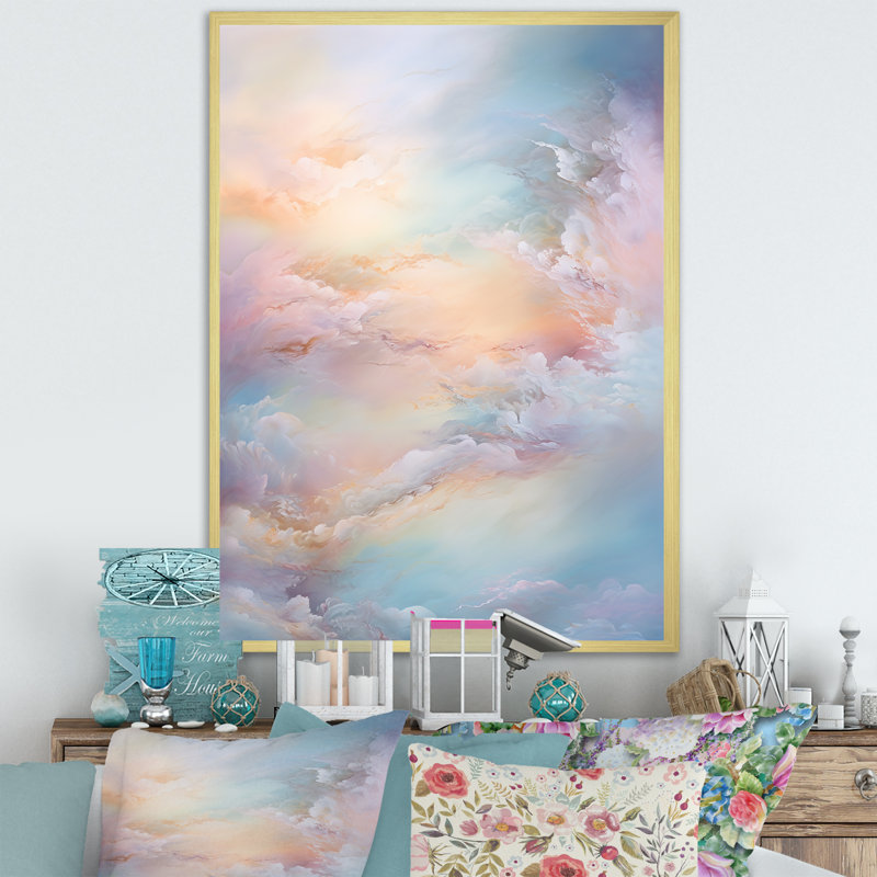 «Clouds Charm», art mural sur toile, H 44 po x l 34 po x P 1,5 po, Cadre doré simple