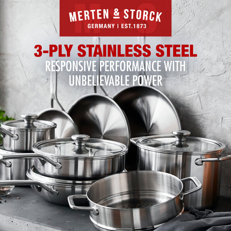 Merten and Storck  Steel Core Enameled 1.5-QT Saucepan, Gray