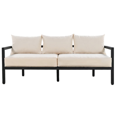 Ensemble de canapé d'extérieur multi-personnes en acier avec table basse, sièges de patio imperméables et antirouille, coussins résistants aux rayons UV pour le jardin, la pelouse et la cour