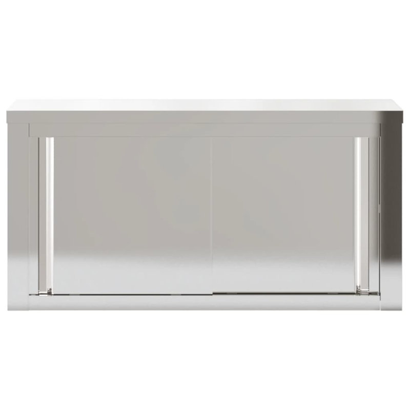 Callison Silver Stainless Steel Accent Cabinet, 92cm H x 46cm W x 40cm D