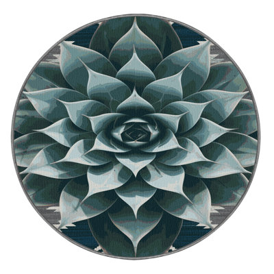 Washable Agave Plant Southwestern Area Rug