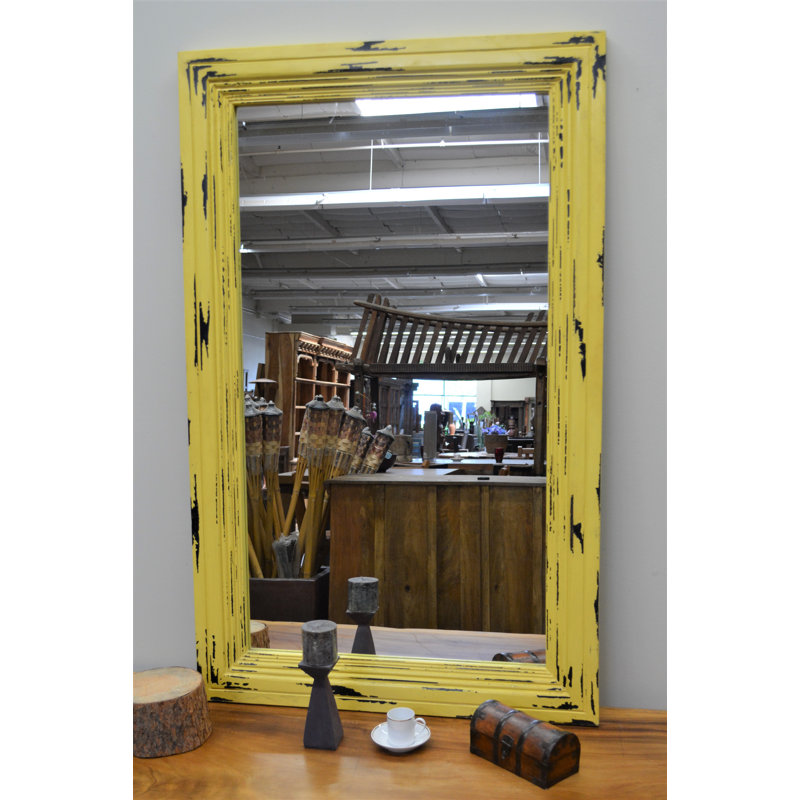 Miroir d'appoint biseauté traditionnel, Jaune / Noir