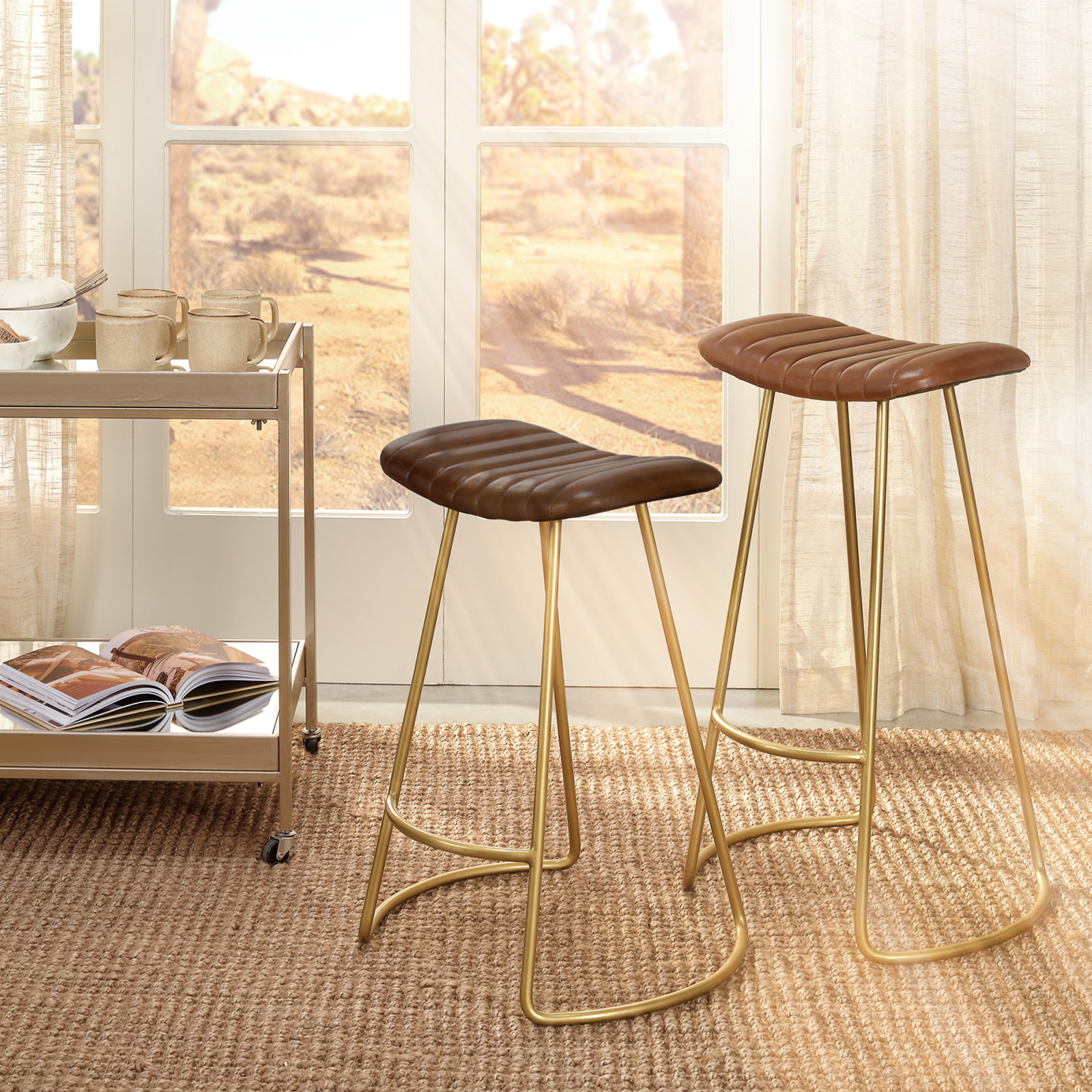 Marianna Upholstered Counter Stool with Metal Frame, Counter Stool (25.5" Seat Height)