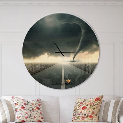 Yellow Rose on the Dark Road - Modern wall clock
