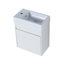 Ensemble de meuble-lavabo simple blanc avec lavabo simple, ensemble d'armoires de rangement à 1 porte, montage flottant, grain droit blanc-1951034487