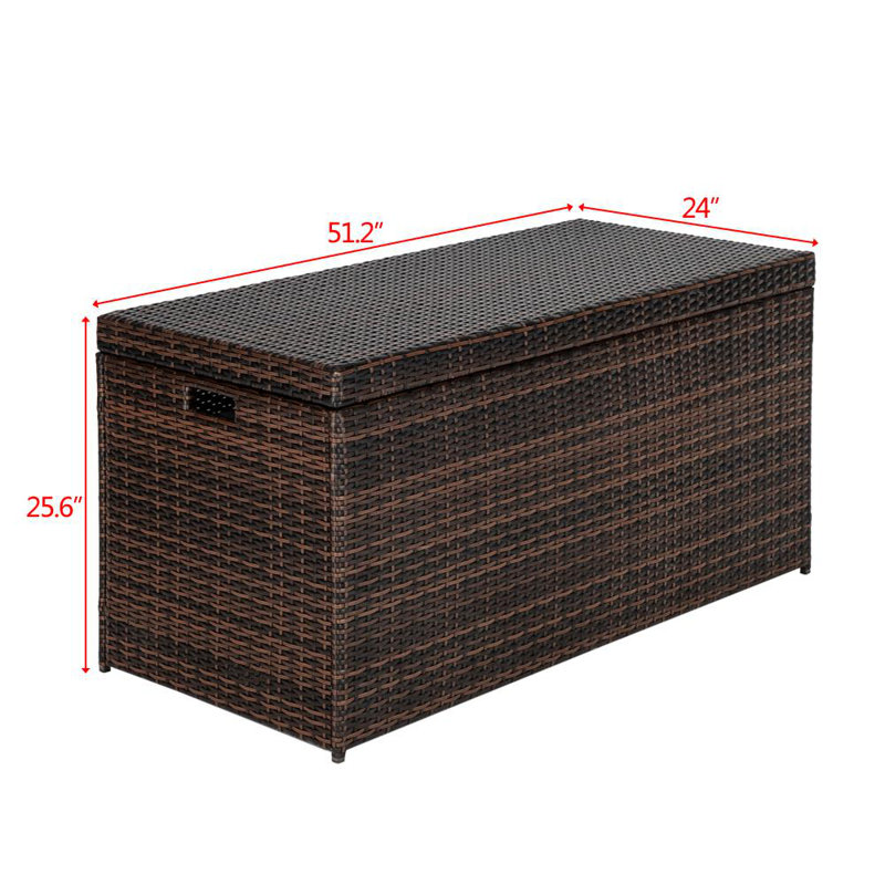 Rebuyhome 51'' W 135 Gallons Water Resistant Deck Box, Brown