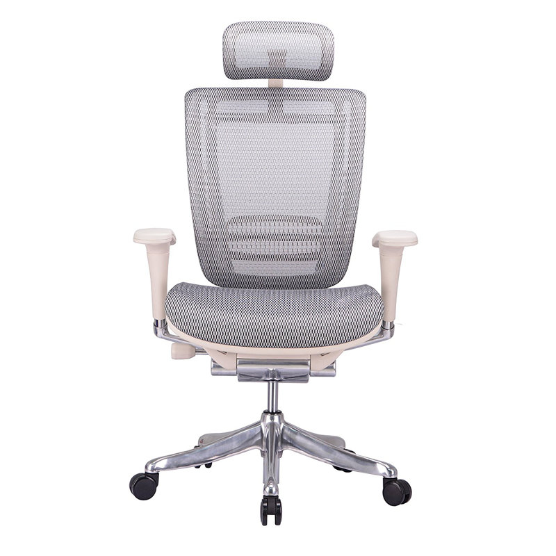 Ergonomic High Back Mesh Executive Chair with Headrest, Seat Slide, Adj Lumbar Support, Gray/Chrome