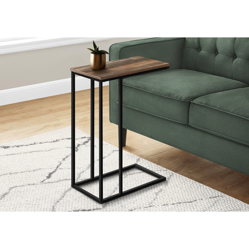 Accent Table C-shaped Side Table Modern End Table Living Room Table Bedroom Side Table, Brown, Black