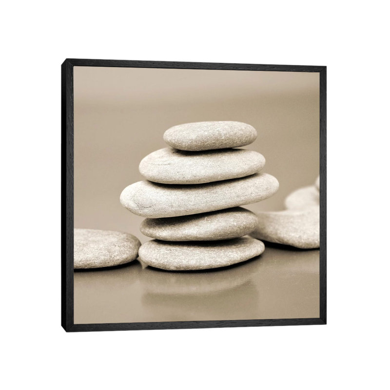 Zen Pebbles I 1 Piece Wrapped Canvas Wall Art, 45.72 cm H x 45.72 cm W, Black Floater Framed