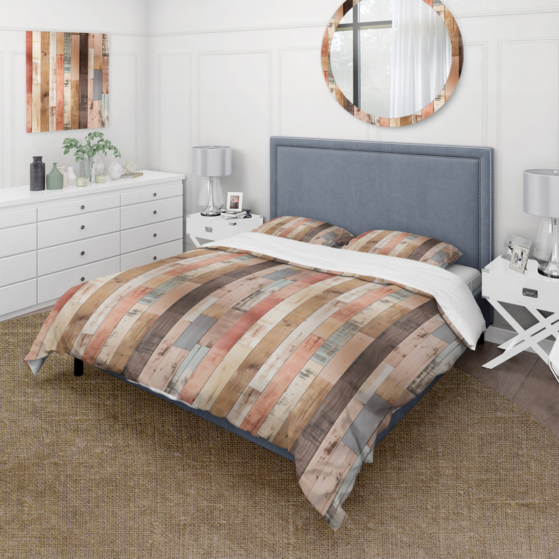 Ensemble de housse de couette Farmhouse Planks, Housse de couette pour grand lit et 2 taies décor