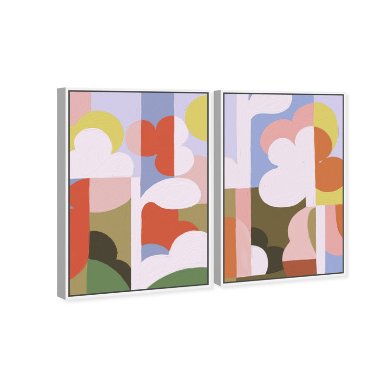 Cloudy Pop Set Set by Oliver Gal, 11"H x 16"W, White Floater Frame